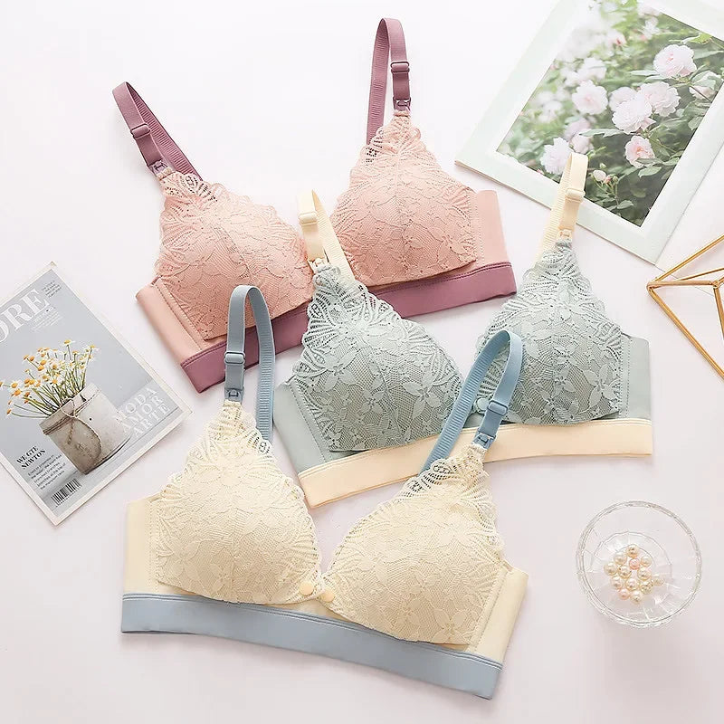 Ladies' Seamless Thin Maternity Bra Gathered Comfortable Front-open Design for Postpartum Breastfeeding