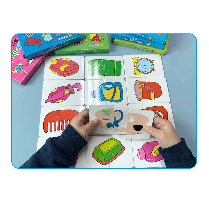 Baby Puzzle Toys for Children Animals Fruit Truck Graph Card Matching Games Toys for Kids 1 2 3 Years Old Boys Girls