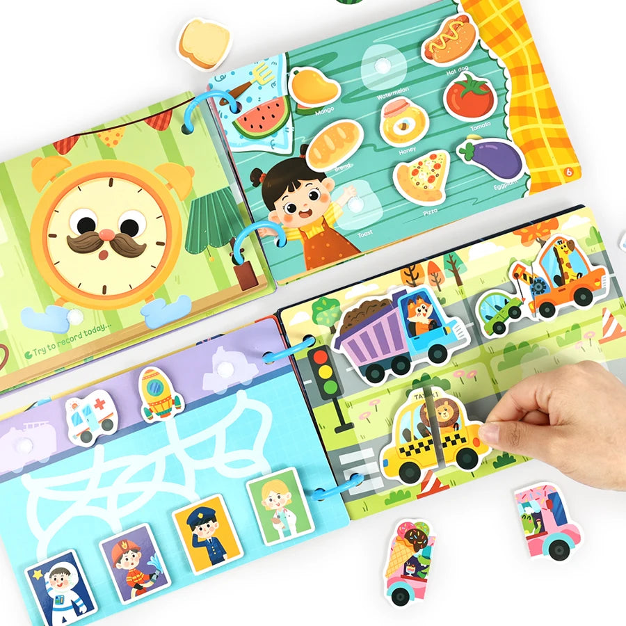 Children Quiet Busy Book Reusable Cartoon Sticker Books Sticker Interactive Games