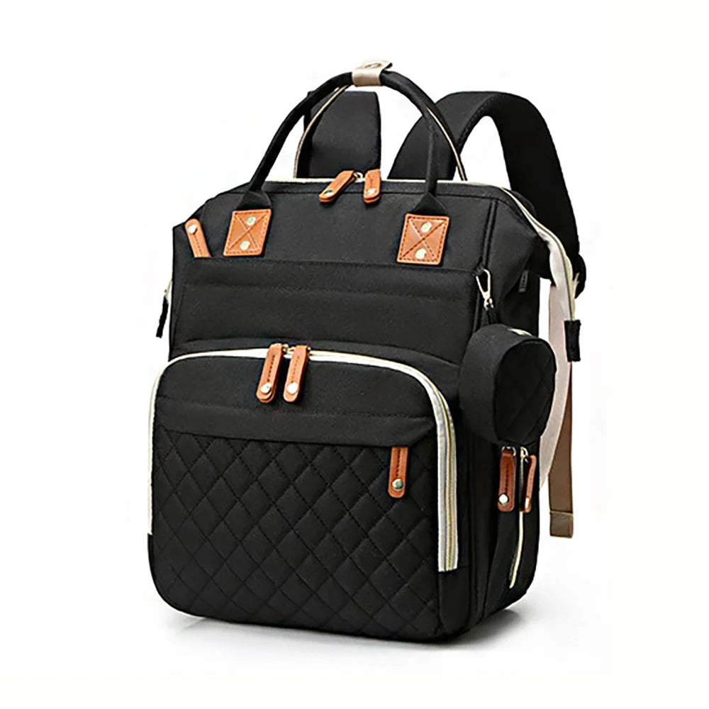 Fashionable Quilted Large-Capacity Backpack Mommy Bag; Multi-Functional Mommy Backpack for Traveling, Mother and Baby Bag; Lightweight Multi-Compartment Diaper Bag with Snack Pacifier Bag