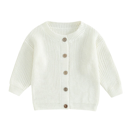 Infant Newborn Baby Girls Knit Cardigan Cute Long Sleeve Round Neck Solid Color Button Down Sweater Fall Tops 0-18M