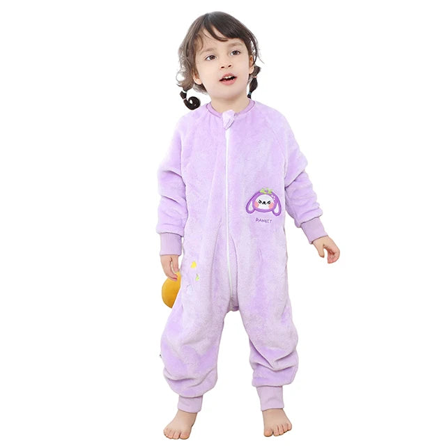 MICHLEY Duck Cartoon Flannel Sleeping Sack Winter Clothes Toddler Girls Boys 1-7T
