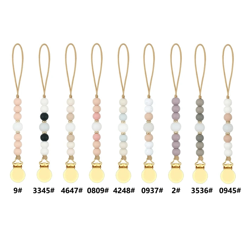 Pacifier Clips Chain Silicone Beads BPA Free DIY Dummy Clip Holder Soother Chains Baby Teething Toys Chew Shower Gifts