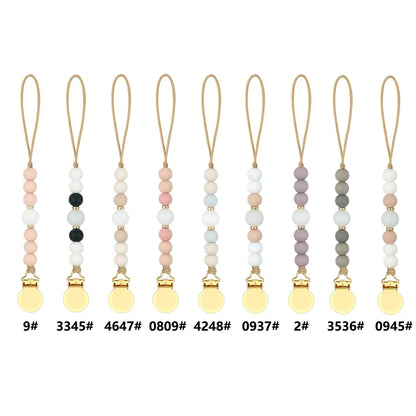 Pacifier Clips Chain Silicone Beads BPA Free DIY Dummy Clip Holder Soother Chains Baby Teething Toys Chew Shower Gifts