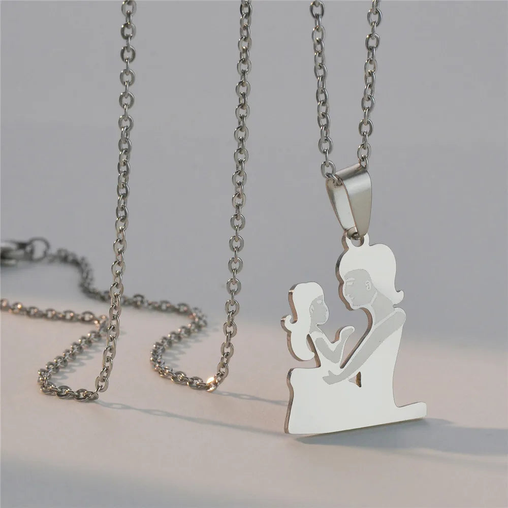 Family Love Son Daughter Necklaces Stainless Steel Multiples Childs Pendant Boys Girls Mothers Love Gifts For Mom Jewelry