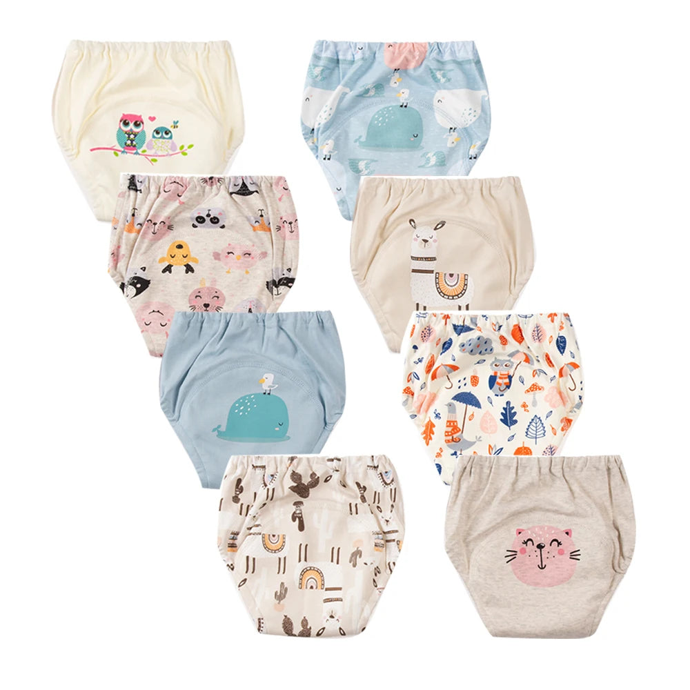 8pcs/6pcs Washable Baby Potty Training Pants Reusable Toilet Trainer Panty Reusable Cloth Diaper