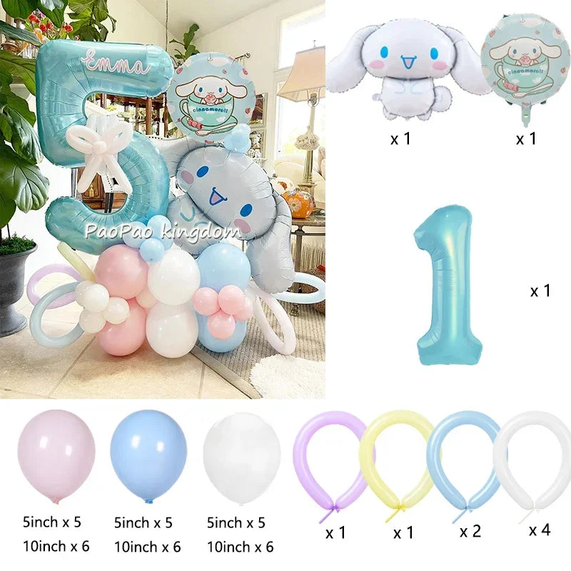 1 Set Cinnamoroll Foil Balloons for Birthday Party Decorations Baby Shower  Kids  Birthday Gift Macaron Latex Balloons Set