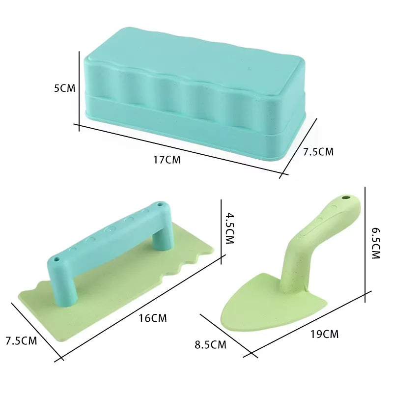 Kids Sandbox Beach Toys Shovel Castle Building Sand Brick Walls Mold Summer Fun Outdoor