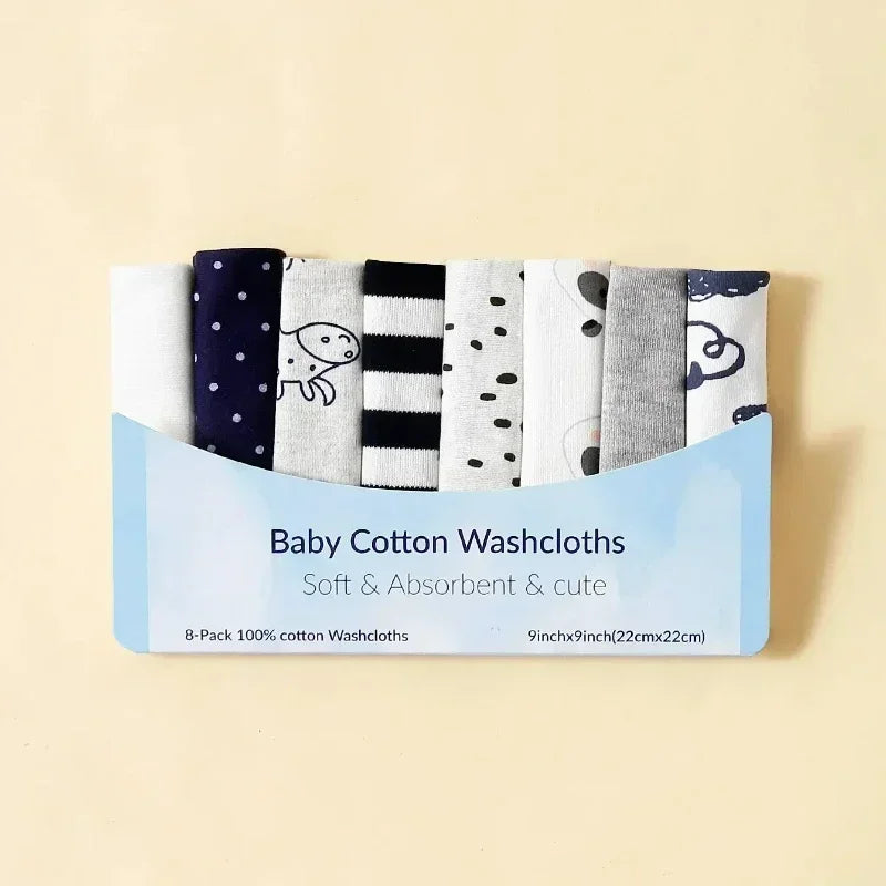 5–8 Piece Cotton Baby Towel Set, Soft Saliva Towels, Nursing Cloths, Washcloths for Newborn Boys and Girls