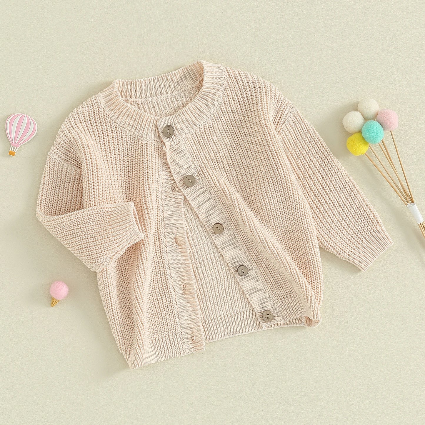 Infant Newborn Baby Girls Knit Cardigan Cute Long Sleeve Round Neck Solid Color Button Down Sweater Fall Tops 0-18M