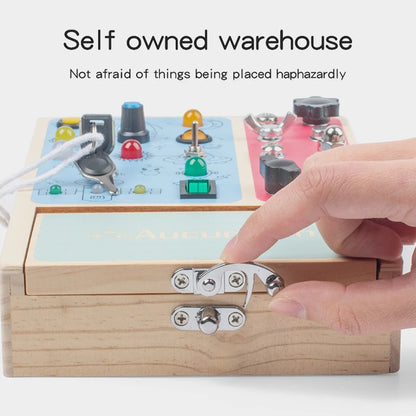 Montessori Wooden LED Light Busy Board Sensory Toy Baby Simulation Nut Screw Tool Kids Fine Motor Skills Educational Travel Toy