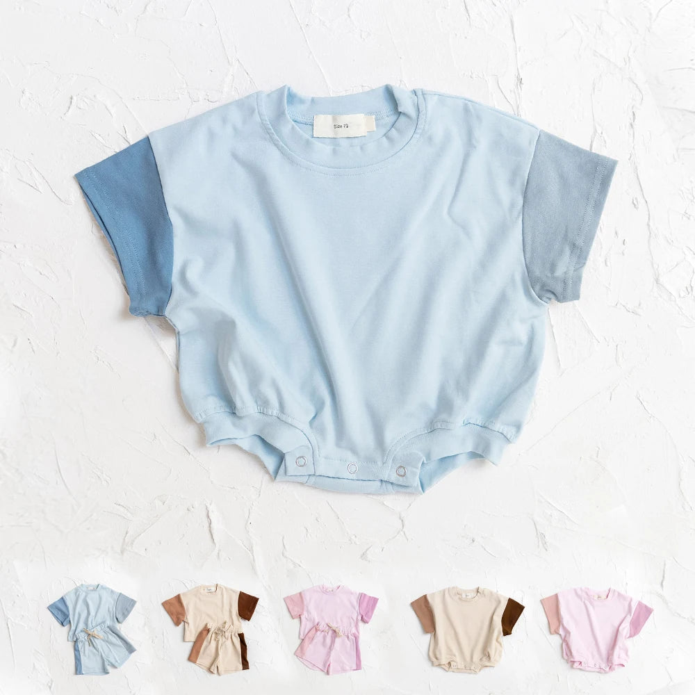 Summer Baby Romper, Oversized Unisex Cotton Short Sleeve Bodysuit for Newborns