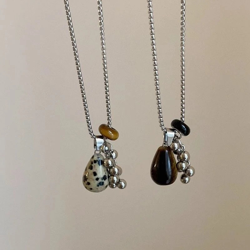 Irregular Tiger Eye Stone Pendant Necklace for Women, Fashion Long Chain Gift for Party, Aesthetic Jewelry Accessories