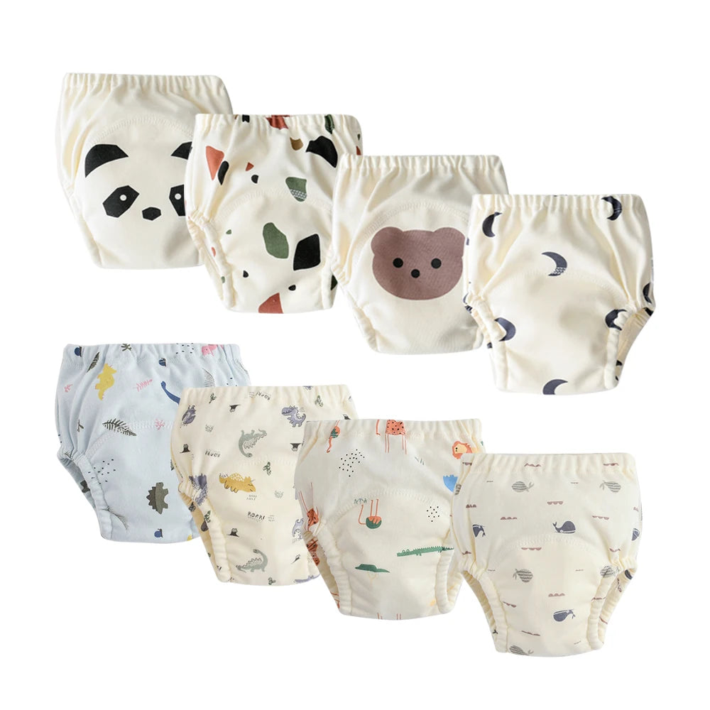 8pcs/6pcs Washable Baby Potty Training Pants Reusable Toilet Trainer Panty Reusable Cloth Diaper