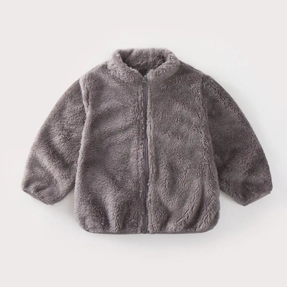Winter Winter New Style Kids Plush Coat Simple Fashion Children Solid Color Casual Outerwear Tops Toddler Costume Warm Jacket