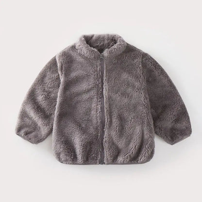 Winter Winter New Style Kids Plush Coat Simple Fashion Children Solid Color Casual Outerwear Tops Toddler Costume Warm Jacket
