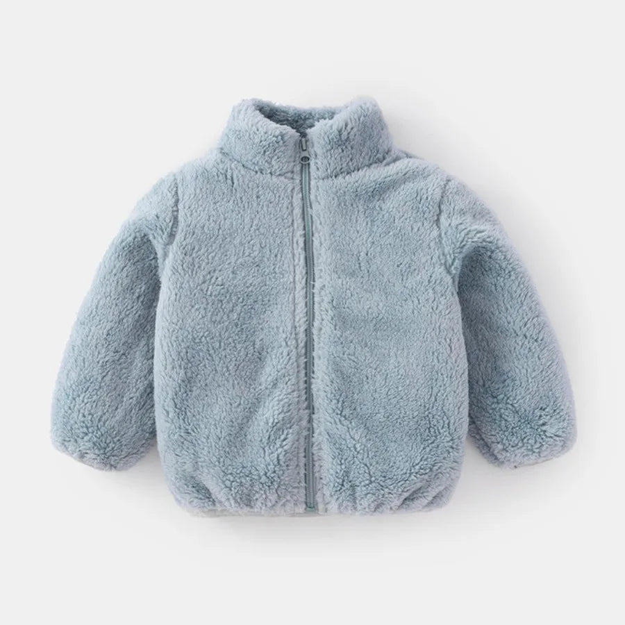 Winter Winter New Style Kids Plush Coat Simple Fashion Children Solid Color Casual Outerwear Tops Toddler Costume Warm Jacket