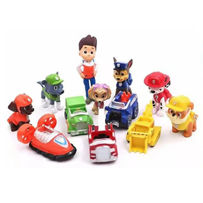 12Pcs Anime Paw Patrols Figures Pawed Canina Cartoon PVC Model Doll Toys Car Canine Children Birthday Christmas Party Gift