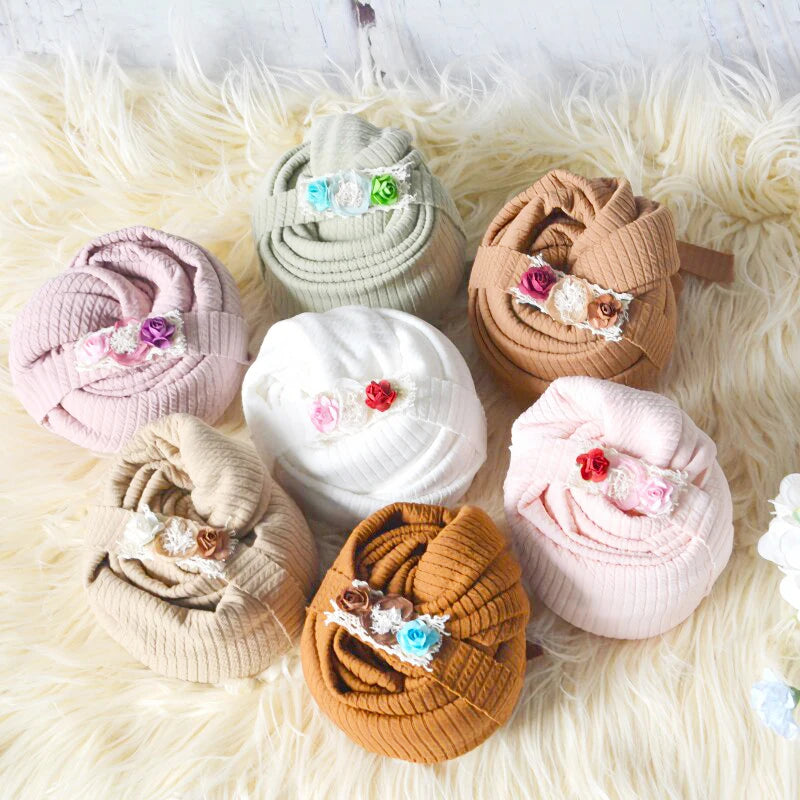 Stretchy Newborn Wrap Photography Jersey Baby Swaddle Wrap Headband Set Posing Pillow Newborn Photography Backdrops Accessories