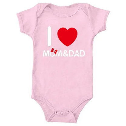 Pure Cotton I Love Mom Newborn Rompers  I Love Dad Baby Romper Twins Matching Bodysuit Summer for 0-24 Months Baby Clothes