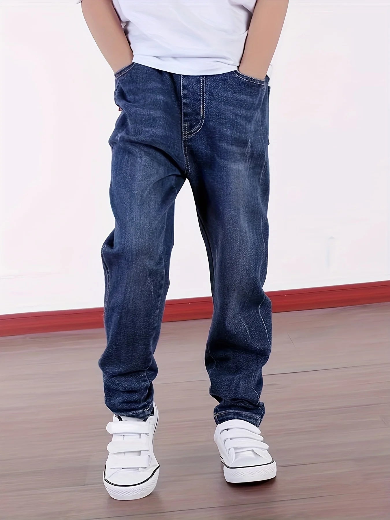 IENENS Boy Girls Trousers Skinny Jeans Elastic Waist Pants 4-13 Years Kids Boys Denim Clothing Clothes Sports Bottoms