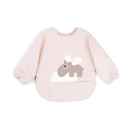 Baby Infant Eating Clothes PU Kids Smock Bib Long Sleeve Waterproof Food Pocket Easy to Clean
