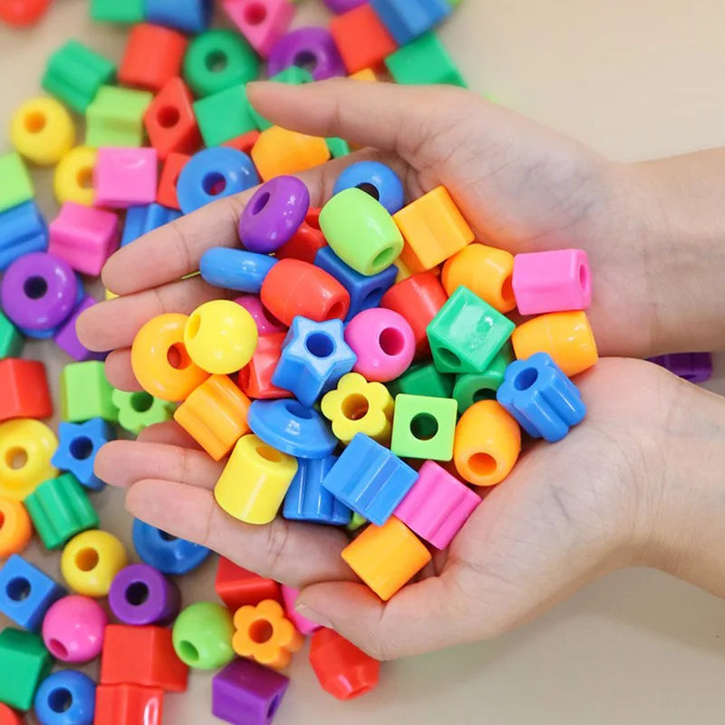 50PCS Threading Beads For Toddlers Educational Occupational Therapy Sensory Toys Fine Motor Skills Activities