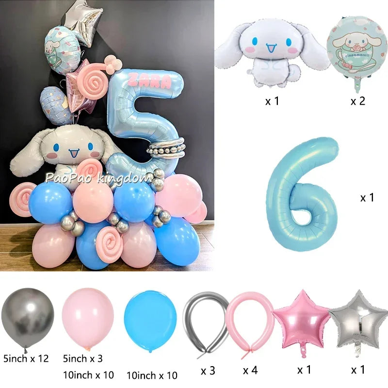 1 Set Cinnamoroll Foil Balloons for Birthday Party Decorations Baby Shower  Kids  Birthday Gift Macaron Latex Balloons Set
