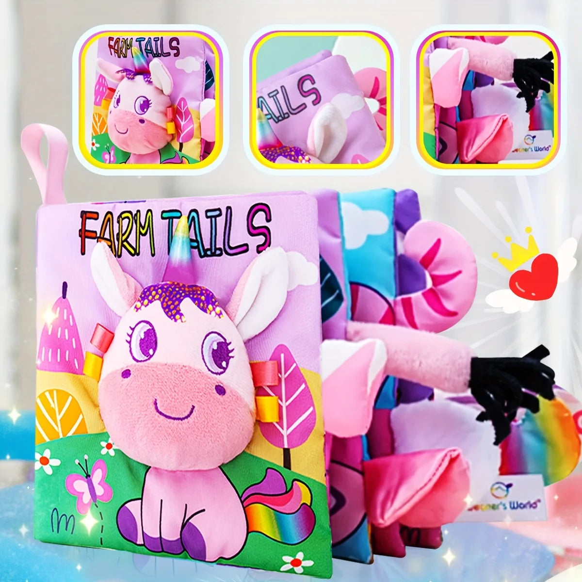 Unicorn Tail Cloth Book, Enlightenment Cloth Book, Early Education Touch Cognitive Toy, Interactive Children's Books, Children's