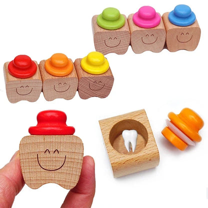 1/2/3/4Pcs Baby Wood Tooth Box Organizer Milk Teeth Storage Collect Teeth Umbilica Save Gifts Baby Souvenir Gifts