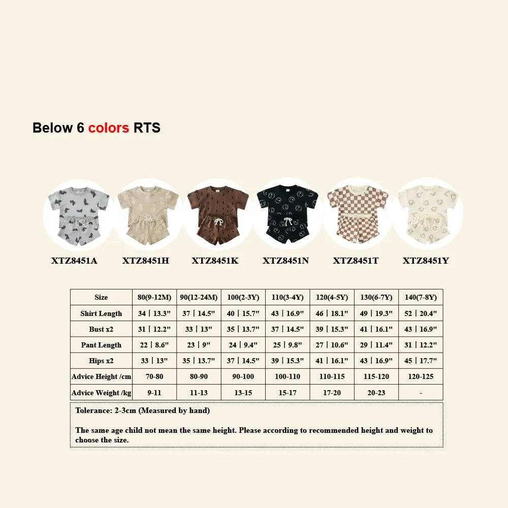 Kids Clothing Sets Children Clothes Set Girls & Boys Full Print Short Sets 100% Cotton Toddler Summer