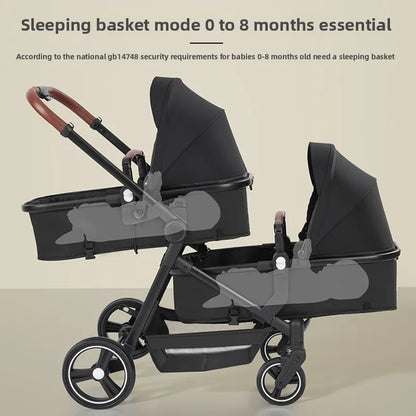 Twin Stroller with Car Seats. Can Be Taken on Board An Airplane. , Can Be Disassembled Into A Lightweight Baby Stroller