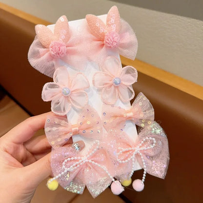 5/9Pcs/Set Cute Bows Hair Clips Hair Accessories For Girls Cartoon Animal Flower Hairpin Headdress Baby Hair Pins Birthday Gifts