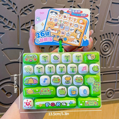 26-keycap Keyboard Keychain Button Clicker Decompression Toy Cartoon Anti Stress Keyboard Keychains Pendant Fidget Toys Gifts