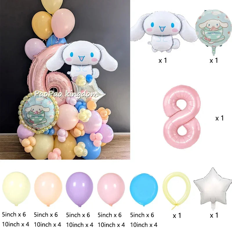 1 Set Cinnamoroll Foil Balloons for Birthday Party Decorations Baby Shower  Kids  Birthday Gift Macaron Latex Balloons Set