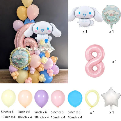 1 Set Cinnamoroll Foil Balloons for Birthday Party Decorations Baby Shower  Kids  Birthday Gift Macaron Latex Balloons Set