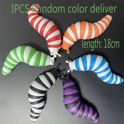 3D Slug Fidget Toy Colorful Slug Snail Flexible All Ages Relief Anti-Anxiety Sensory Toys for Children