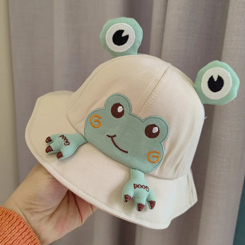 Baby Bucket Hat for Kids Spring Outdoor Boys Girls Sun Hat Summer Cute Frog Toddler Children Fisherman Cap Cotton
