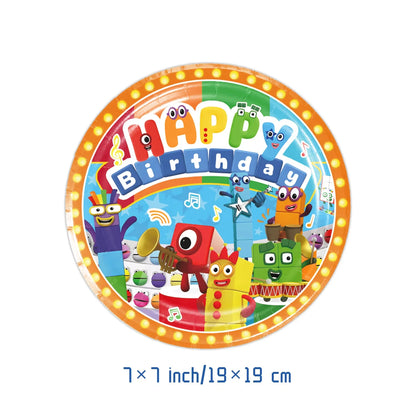 Number Birthday Decorations Building Blocks Tablecloth Banner Spiral Cake Topper Balloon for Kids Baby Shower Supplies Gifts