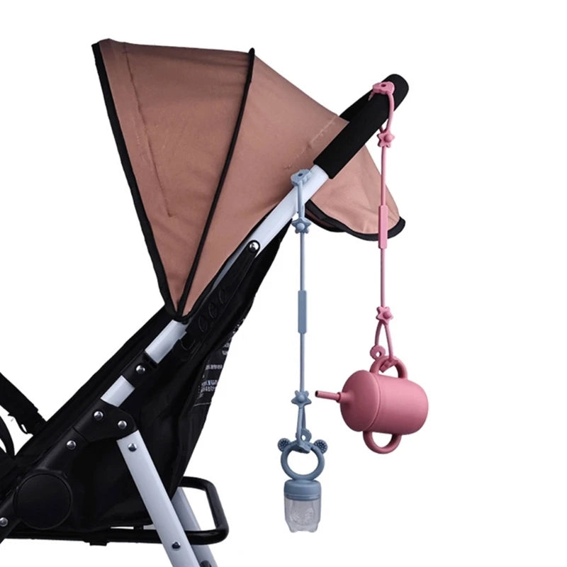 Baby Pacifier Chain with Safety Straps Silicone Holder Stroller & Highchair Accessory Drinking Cup Holder Strap