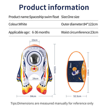 Swimbobo Kids Inflatable Baby Seat Float Spaceship Swimming Rings PVC  Baby Swim Ring Cartoon Floating Pool For Toddler Toys