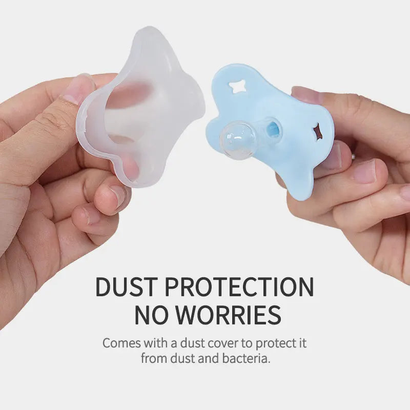 1PC Baby Pacifier Silicone Soother Newborn Round Nipple BPA Free 100% Food Grade With PP Dust Proof Lid