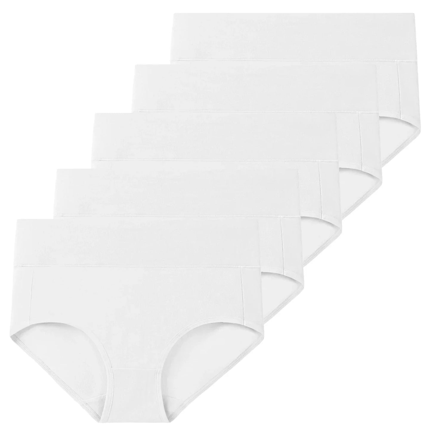 5pcs Women's Soft Cotton Underwear Briefs High Waisted Postpartum Panties Ladies Full Coverage Set 5X-Large