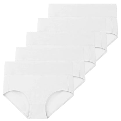5pcs Women's Soft Cotton Underwear Briefs High Waisted Postpartum Panties Ladies Full Coverage Set 5X-Large