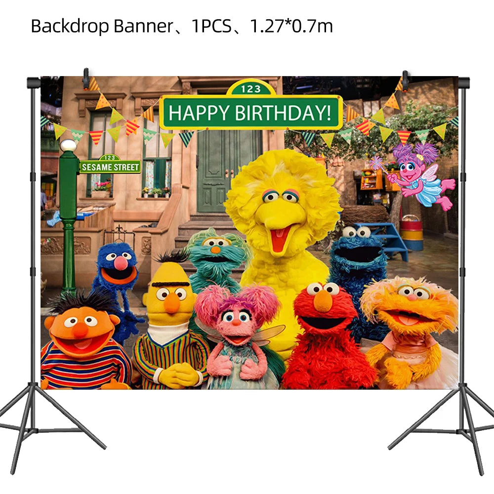 Cartoon Sesames Street Birthday Party Decorations Balloons Plate Cup Banner Tableware Set for Baby Shower Party Favors Kids Gift