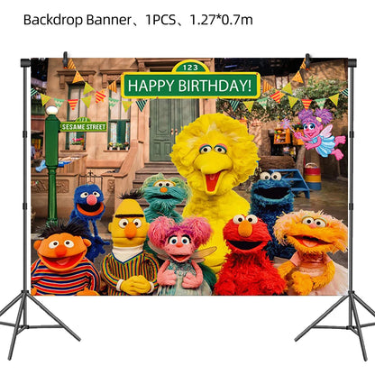 Cartoon Sesames Street Birthday Party Decorations Balloons Plate Cup Banner Tableware Set for Baby Shower Party Favors Kids Gift