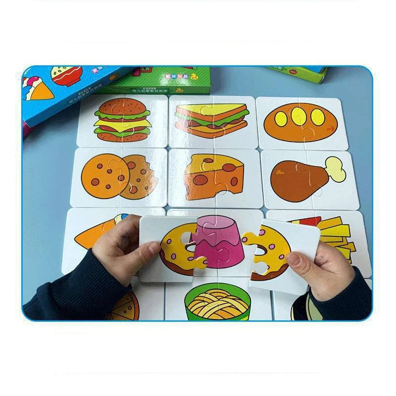 Baby Puzzle Toys for Children Animals Fruit Truck Graph Card Matching Games Toys for Kids 1 2 3 Years Old Boys Girls