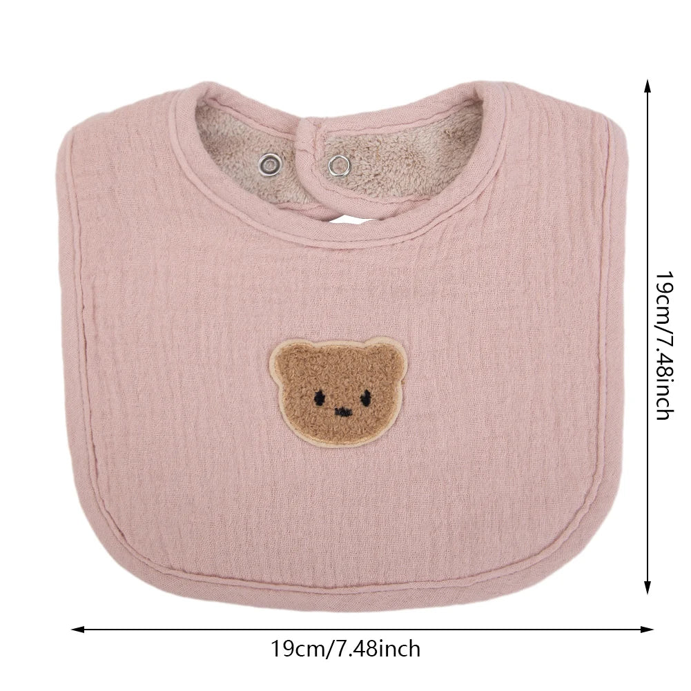 Cute Bear Cotton Baby Bibs Saliva Towel U-Absorbent Pockets Children Kids Boys Girls Feeding Burp Clothes