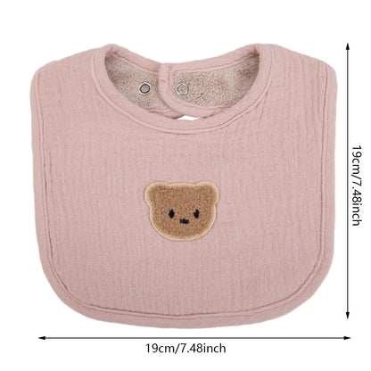 Cute Bear Cotton Baby Bibs Saliva Towel U-Absorbent Pockets Children Kids Boys Girls Feeding Burp Clothes