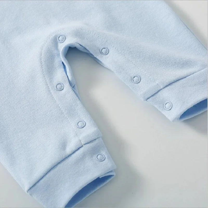 100% Cotton Baby Romper, Solid Color One-Piece Sleepsuit for Newborn Boys and Girls, Spring & Autumn Wear